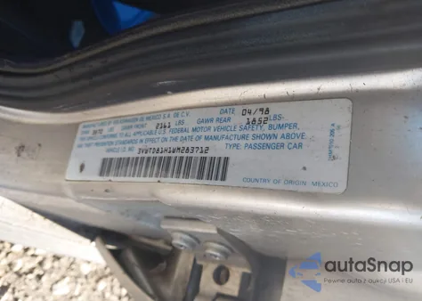 1998 Volkswagen Jetta Glx из США, поврежденный, VIN 3VWTD81H1WM283712